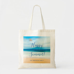 Beach ocean sea happy summer tote bag