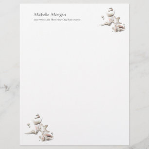Beach Ocean Seashells Personalized Custom Letterhead