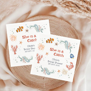 Beach Ocean She's a Catch Bridal Shower Napkin