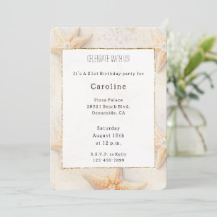 Beach Ocean Starfish Birthday   Invitation
