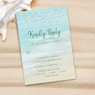 Beach Ocean String Lights Mariage avec menu RSVP