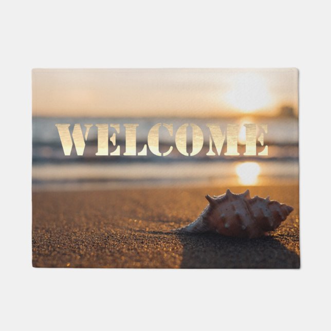 Beach, Ocean, Sunset, Seashell  ,Welcome Doormat (Front)