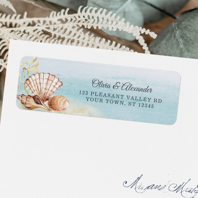Beach Ocean Tropical Shells Mariage Adresse de ret (Créateur téléchargé)