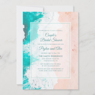 Beach Ocean Tropical Teal Couple's Bridal Shower Invitation