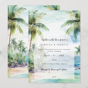 beach ocean tropical wedding invitation