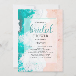 Beach Ocean Turquoise Tan Bridal Shower  Invitation