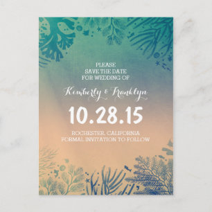 Beach Ocean Underwater Teal Blue Save the Date Announcement Postcard