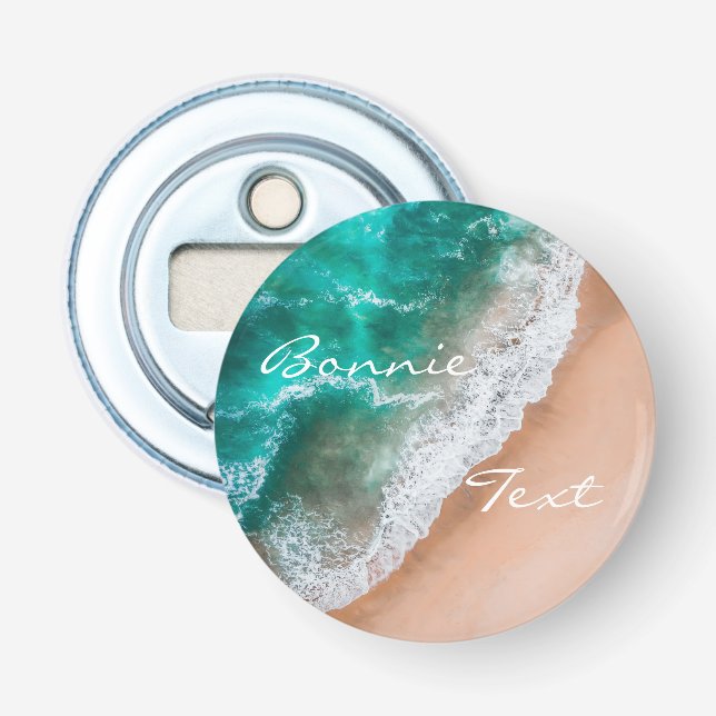 Beach ocean water on seashore sand tropical summer bottle opener (Front)