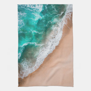 Beach ocean water on seashore sand tropical summer kitchen towel