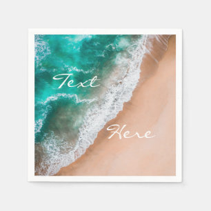 Beach ocean water on seashore sand tropical summer napkin
