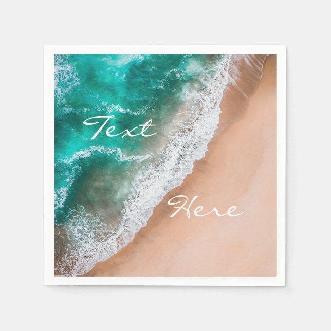 Beach ocean water on seashore sand tropical summer napkin (Front)