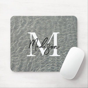 Beach Ocean Water Ripples & Sand Monogrammed  Mouse Pad