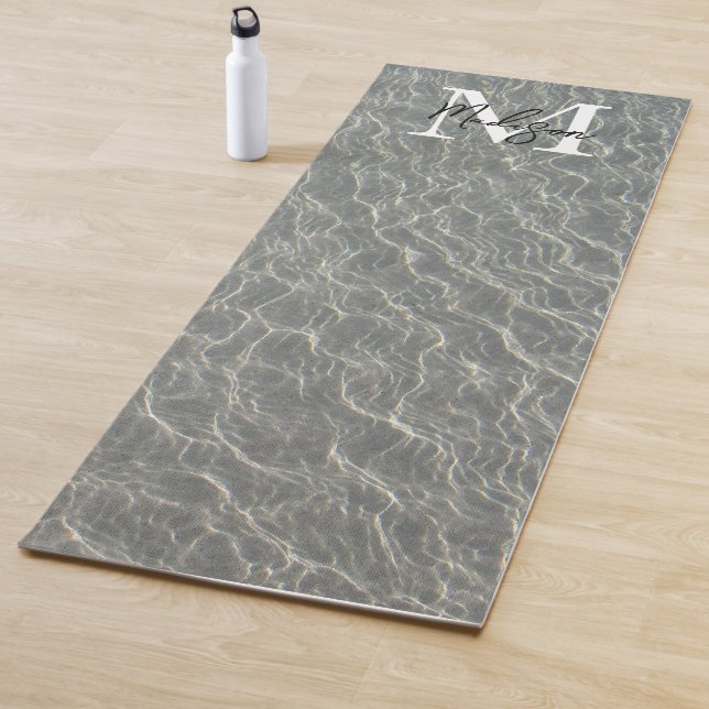 Beach Ocean Water Ripples & Sand Monogrammed Yoga Mat (In Situ)
