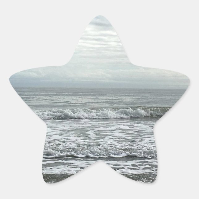 Beach Ocean Water Sky Blue White Grey Cute Coastal Star Sticker