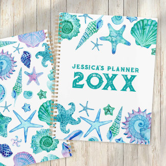 Beach Ocean Watercolor Shells & Starfish Organizer