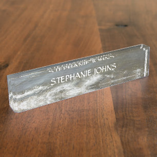 Beach Ocean Waves Monogram Custom Name Blue Water Nameplate