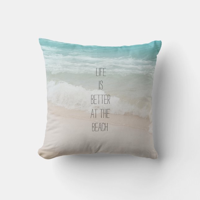 Beach Ocean Waves Throw Pillow (Front)