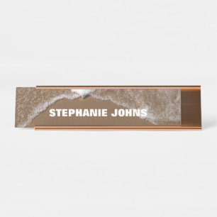 Beach Ocean Waves Water Monogram Custom Name Cute Desk Name Plate