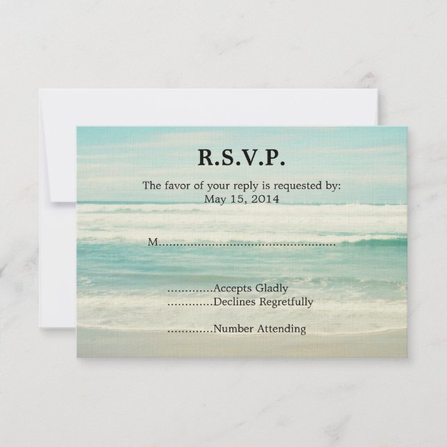 Beach Ocean wedding RSVP (Front)