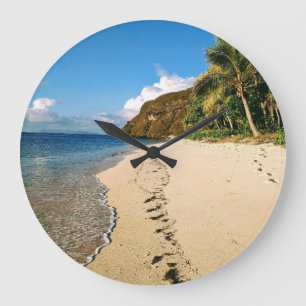 Beach of an island in Fiji Large Clock