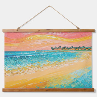 Beach Oil Painting Digital Art 1 Hanging Tapestry