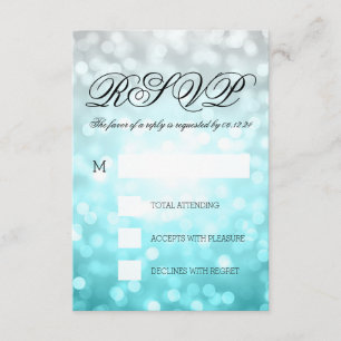 Beach Ombre Bokeh Lights Elegant Wedding RSVP Card