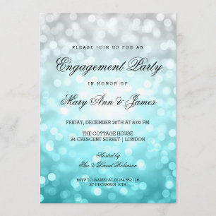 Beach Ombre Bokeh Lights Engagement Party Invitation