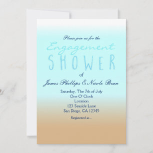 Beach Ombre Elegant Watercolor Engagement Shower Invitation