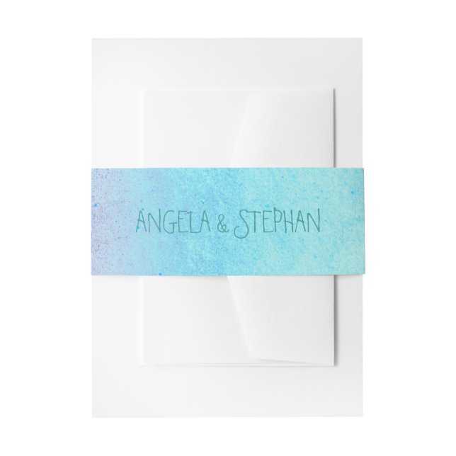 beach ombre turquoise wedding invitation belly band (Front Example)
