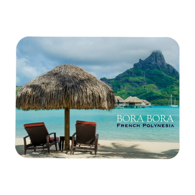 Beach on Bora Bora rectangular text magnet (Horizontal)