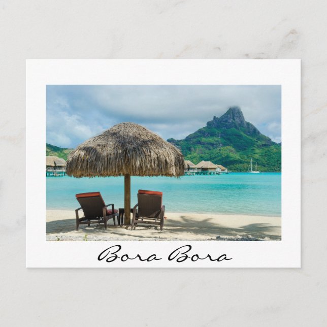 Beach on Bora Bora white postcard (Front)
