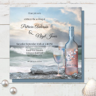 Beach or Destination Wine Theme Wedding Invitation