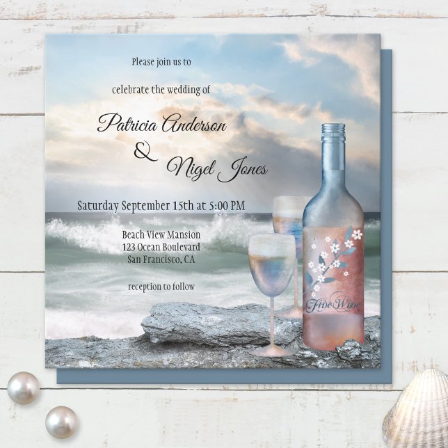 Beach or Destination Wine Theme Wedding Invitation (Creator Uploaded)