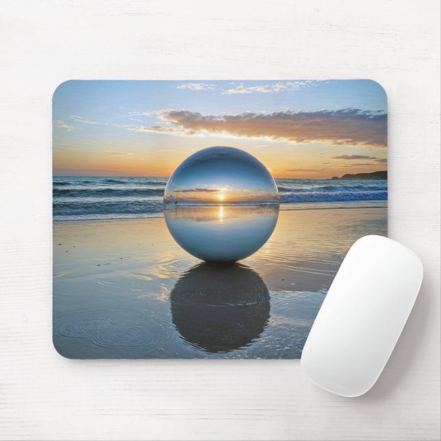 Beach Orb With Sunrise Reflection Mouse Pad (With Mouse)