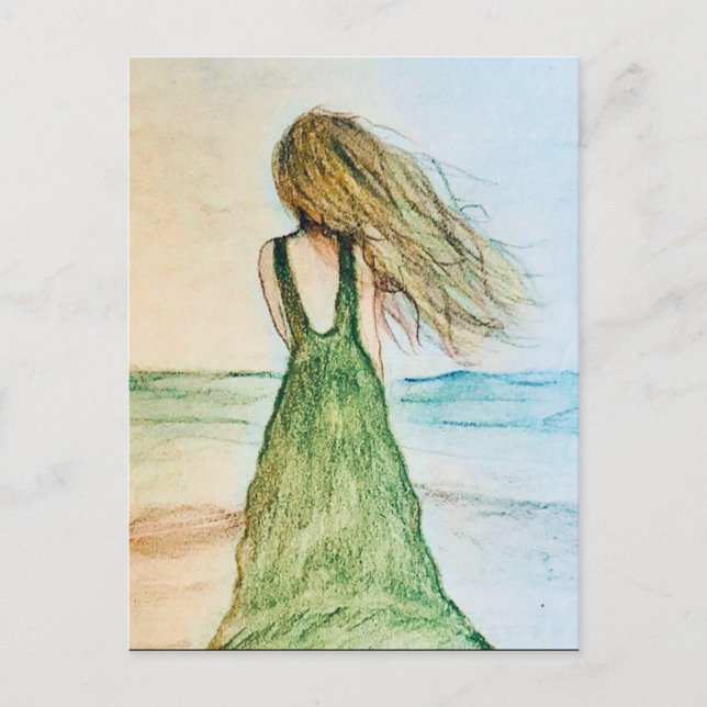 Beach painting Beautiful postcard (Front)