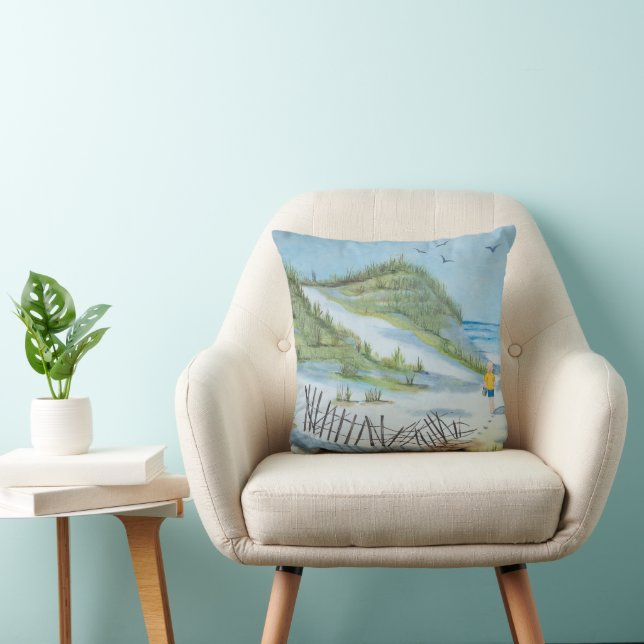 Beach Painting Throw Pillow (Chair)