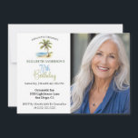 Beach Palm Tree 70th Birthday Photo Invitation<br><div class="desc">Celebrate</div>