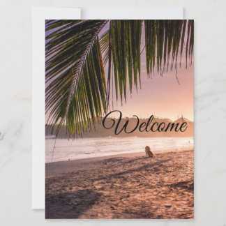 Beach Palm Tree Calm Sunset Card