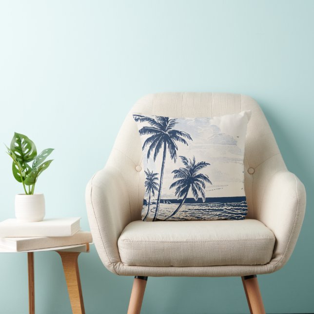 Beach Palm Tree Coussin décoratif (Chaise)
