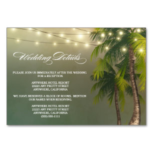 Beach Palm Tree Mariage Réception + Cartes d'hôtel