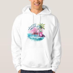 Beach Palm Tree Mountain View Adventure Awaits Hoodie