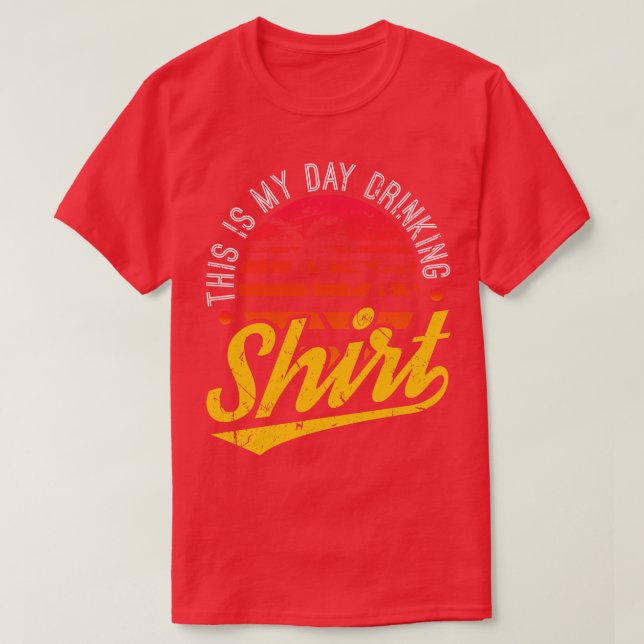 Beach Palm Tree Retro Day Drinking T-Shirt (Design Front)