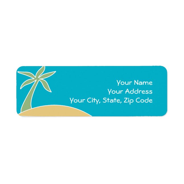 Beach Palm Tree Return Address Invitation Label (Front)