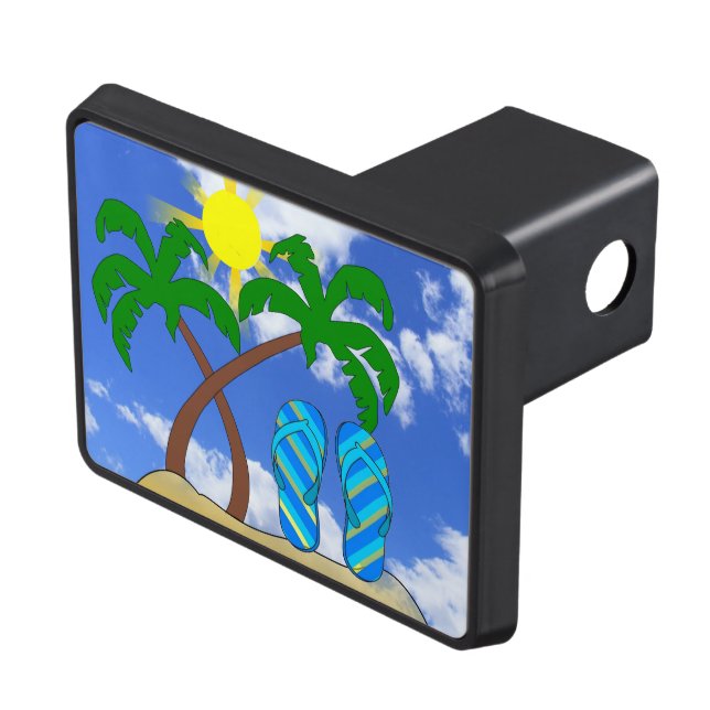 Beach Palm Tree Sand Flip FlopTrailer Hitch Cover (Top Right)