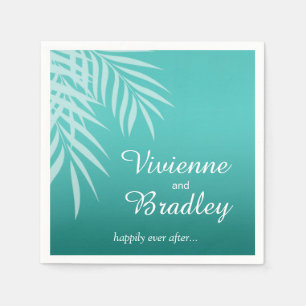 Beach Palm Tree Silhouette Cocktail aqua Napkin