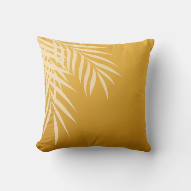 Beach Palm Tree Silhouette | gold Throw Pillow (Front)