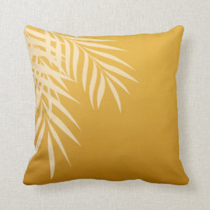 Beach Palm Tree Silhouette   gold Throw Pillow