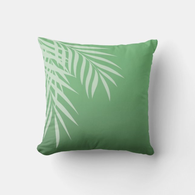 Beach Palm Tree Silhouette | jade Throw Pillow (Front)