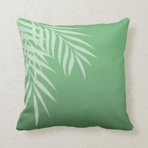 Beach Palm Tree Silhouette jade Throw Pillow