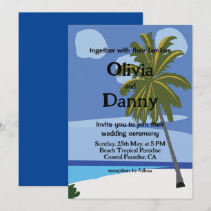 Beach Palm Tree Summer Tropical Beach Wedding Invitation